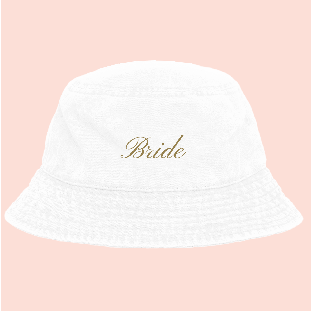 Bucket hat blanco deslavado "Bride "