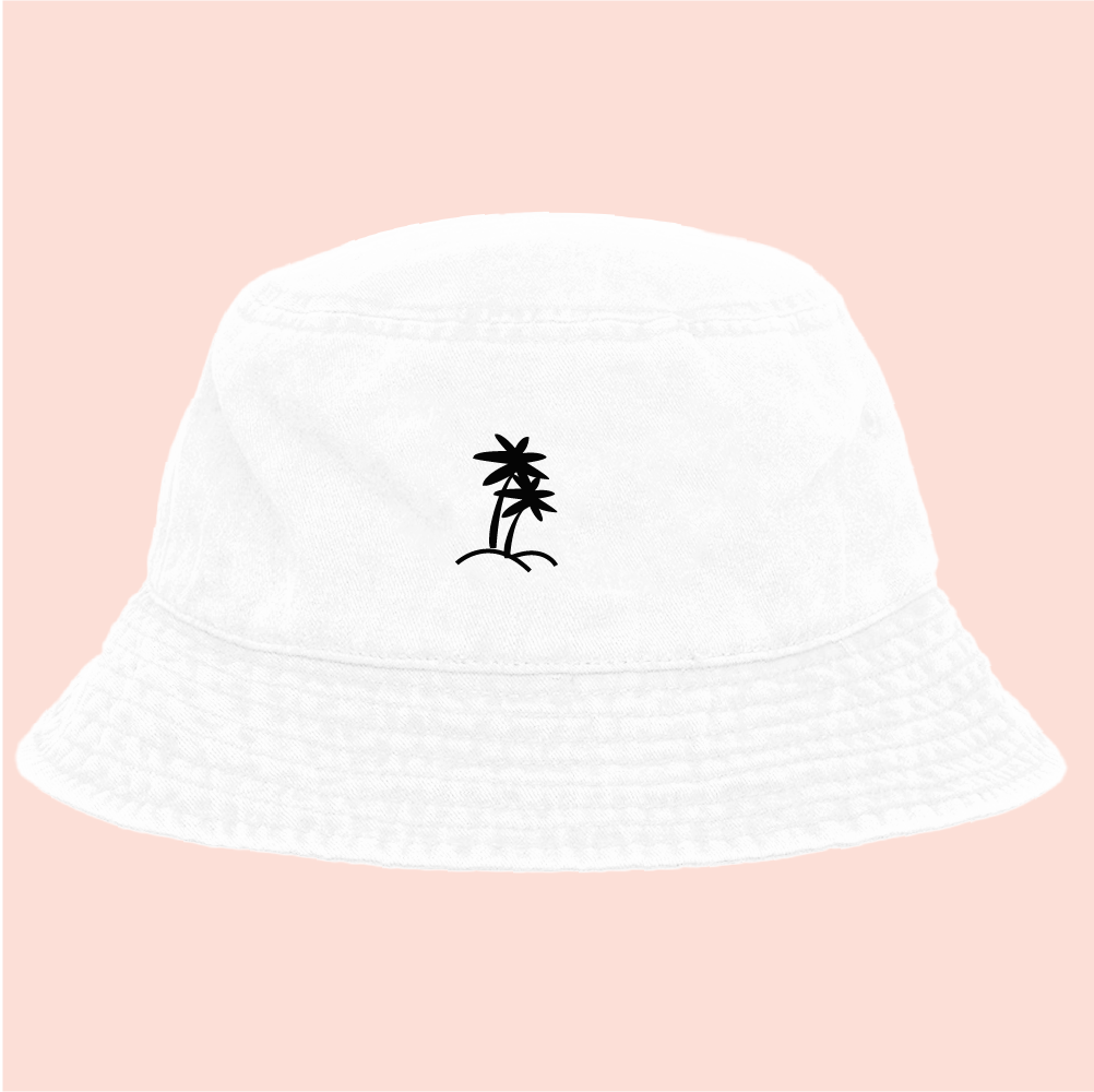 Bucket hat blanco deslavado Palm Tree