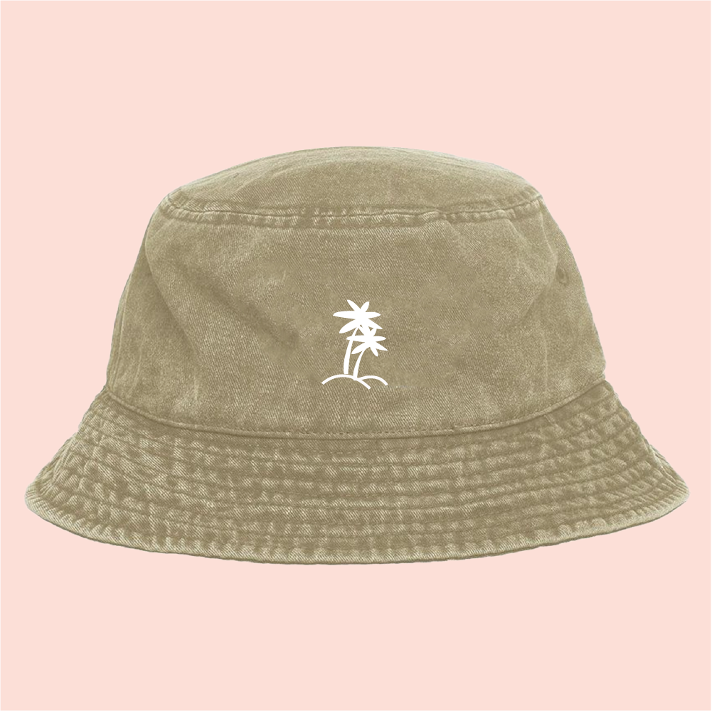 Bucket hat verde deslavado palm tree