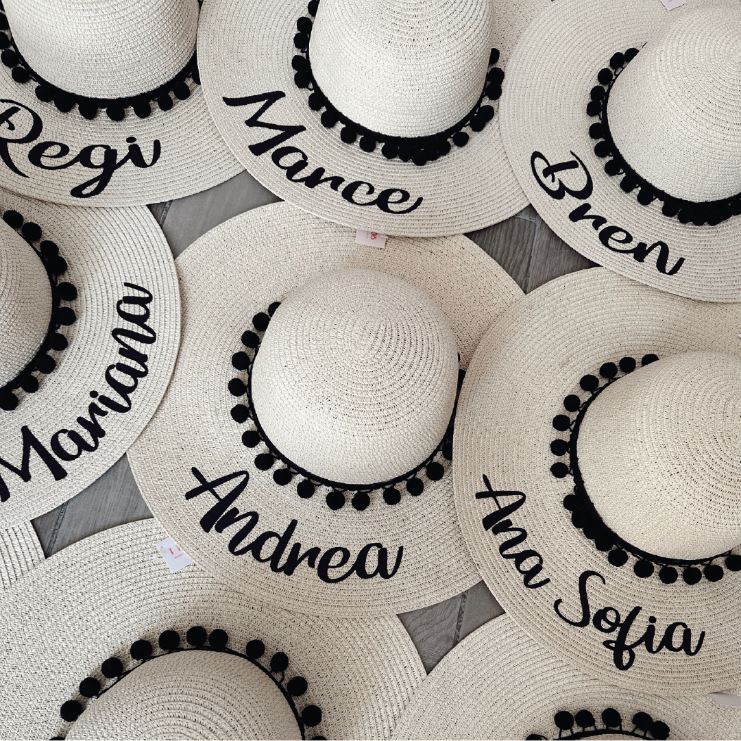 Sombrero playero personalizado texto negro
