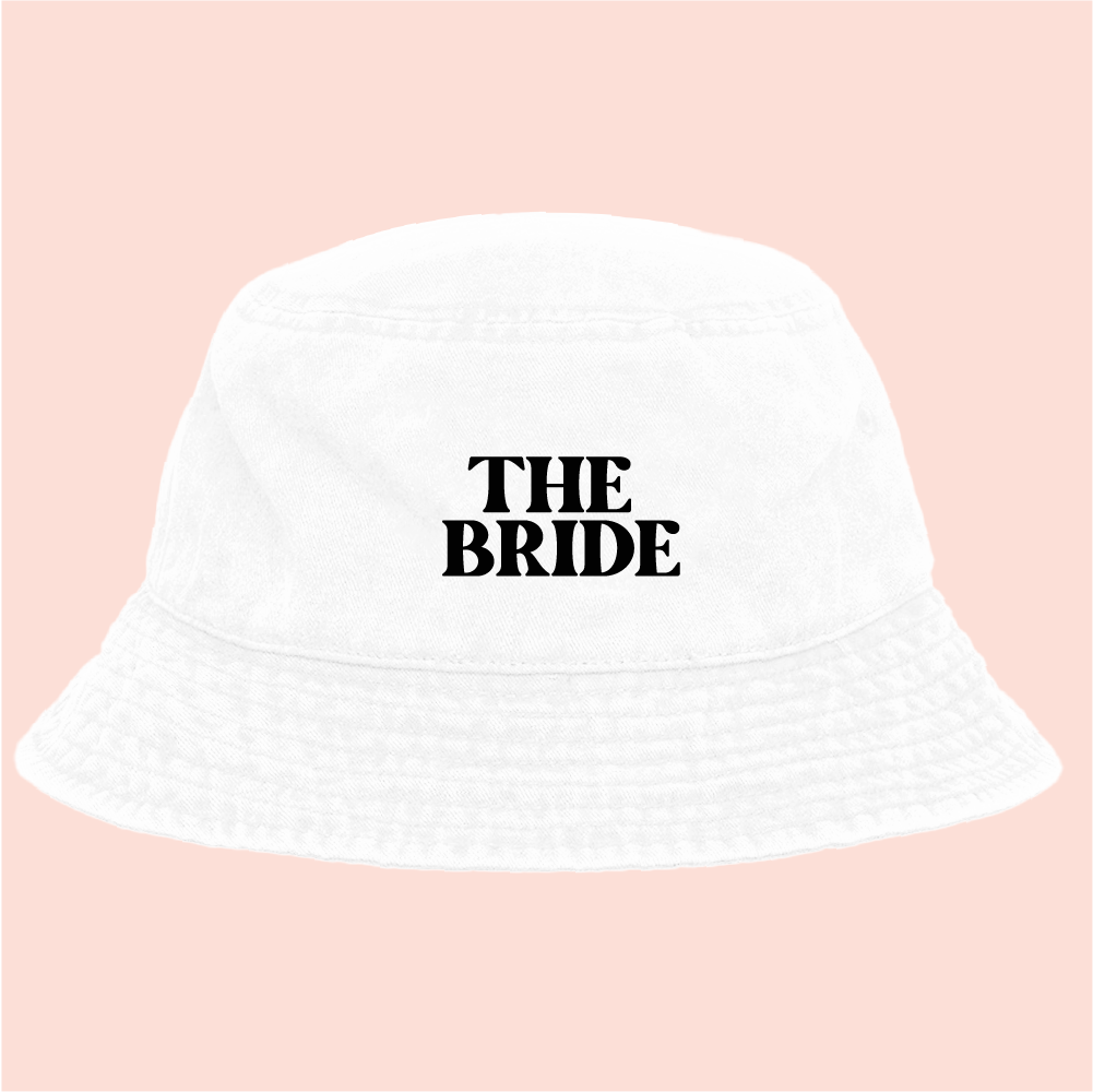 Bucket hat blanco deslavado "The Bride"