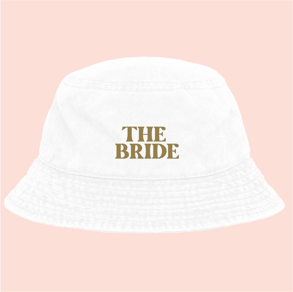 Bucket hat blanco deslavado "The Bride"
