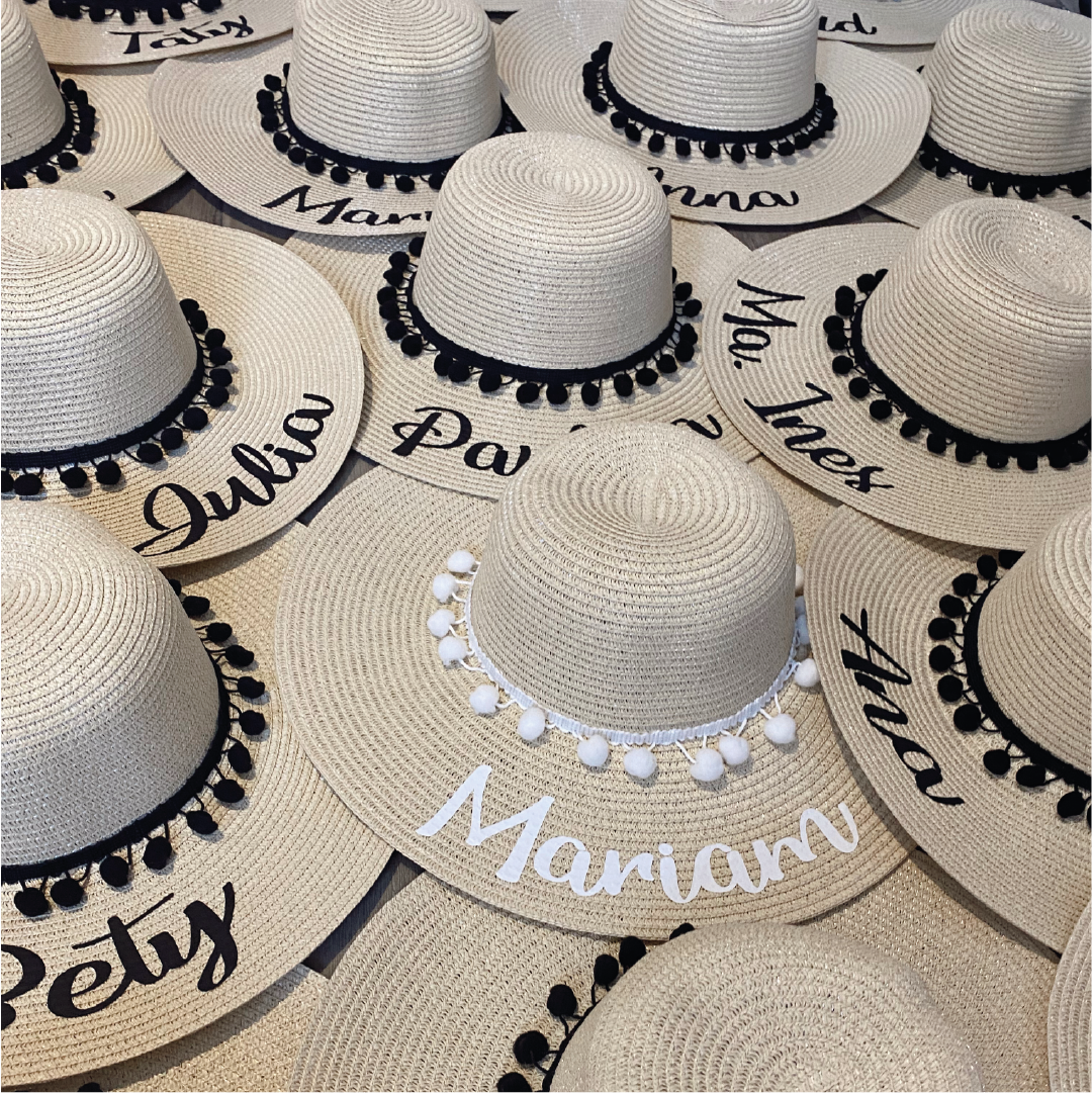Sombrero playero personalizado texto negro