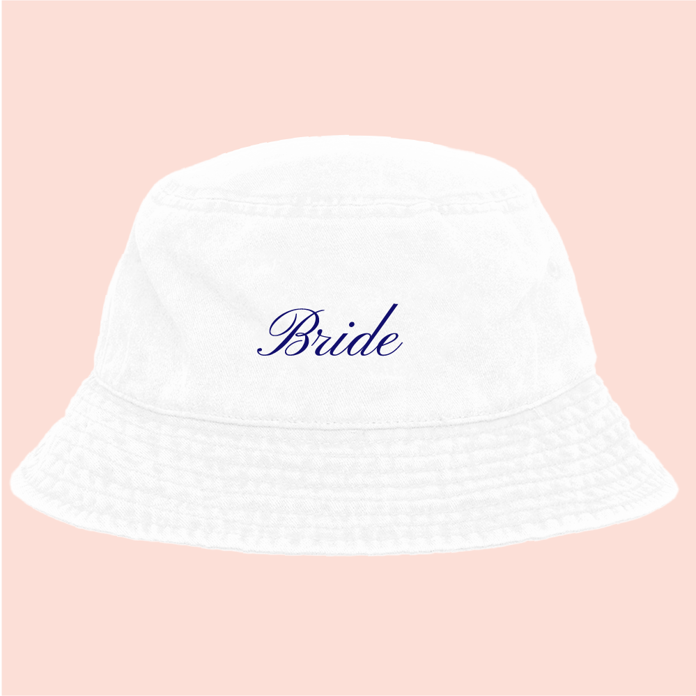 Bucket hat blanco deslavado "Bride "