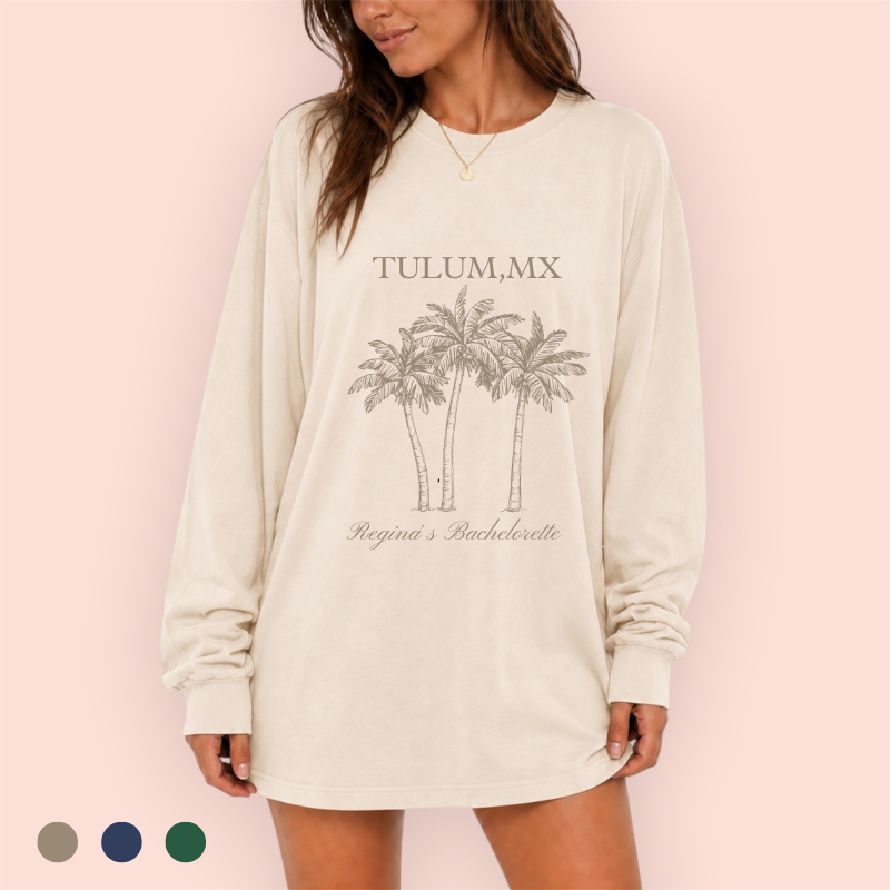 Playera manga larga oversize personalizada "palmtrees"