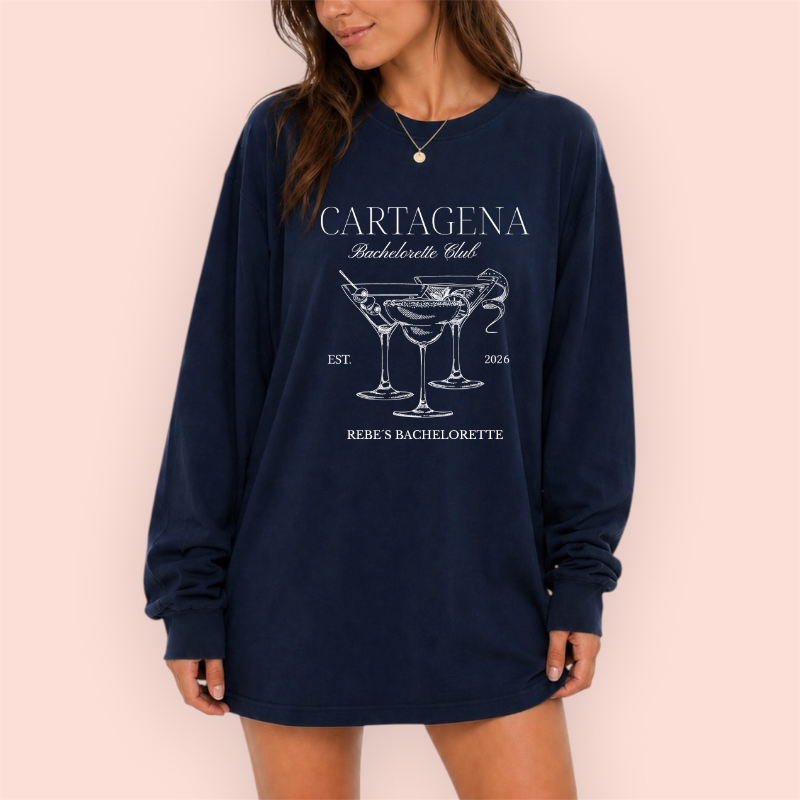 Playera manga larga oversize personalizada "bachelorette club"