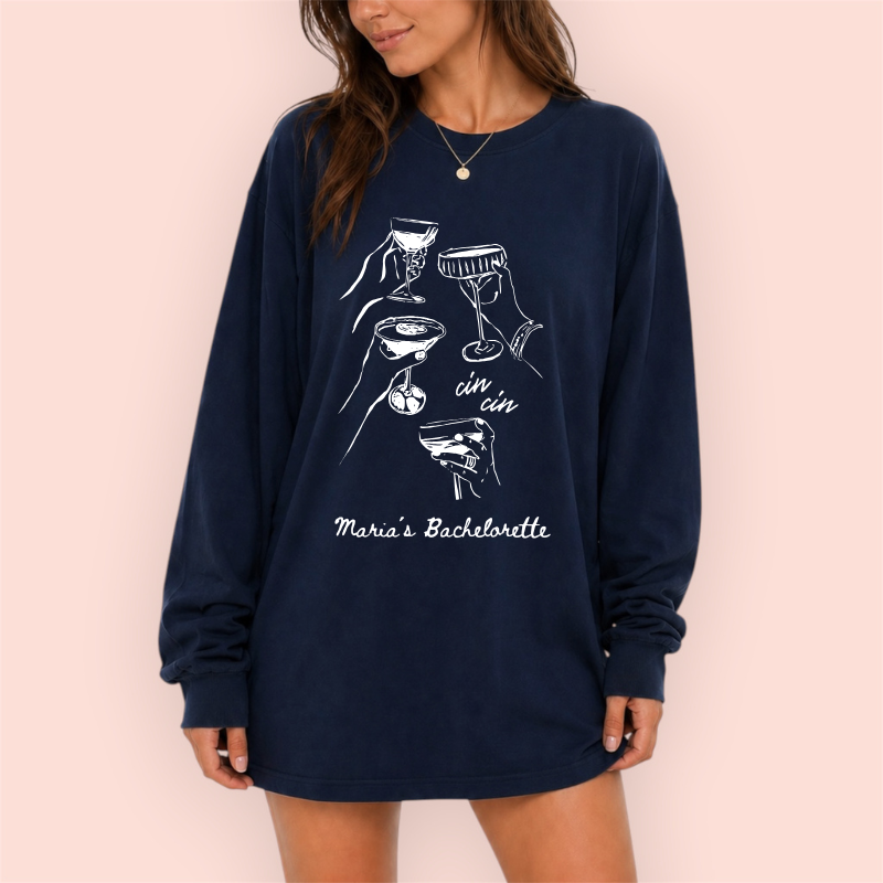 Playera manga larga oversize personalizada "cin cin"