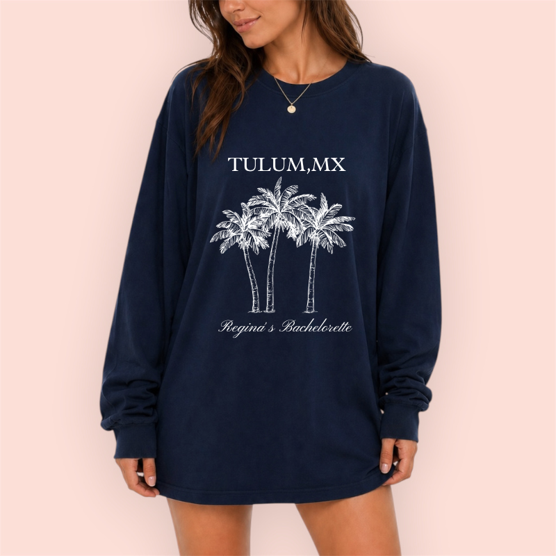 Playera manga larga oversize personalizada "palmtrees"