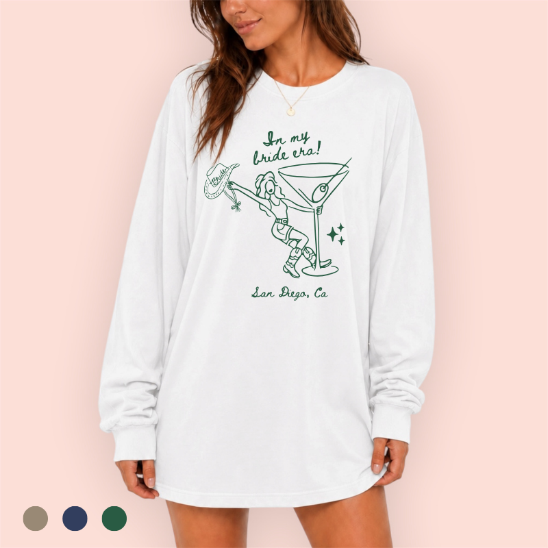 Playera manga larga oversize personalizada "In my bride era"