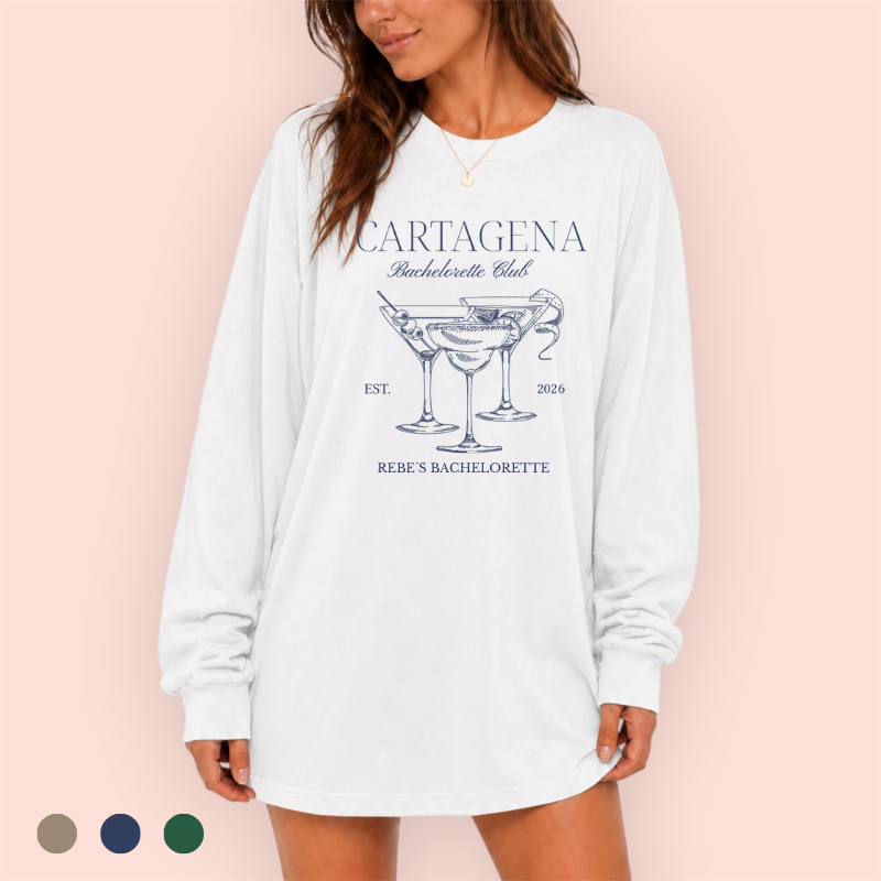 Playera manga larga oversize personalizada "bachelorette club"