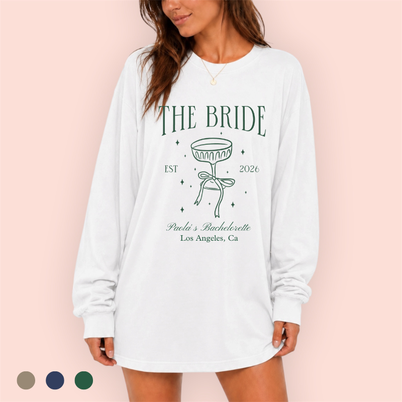 Playera manga larga oversize personalizada "the bride"