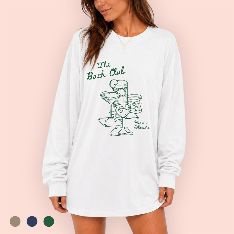 Playera manga larga oversize personalizada "the bach club"