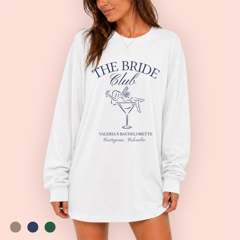 Playera manga larga oversize personalizada "the bride club"