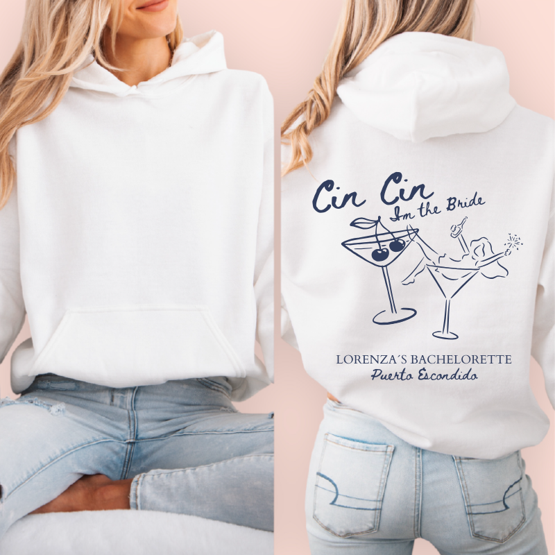 Sudadera blanca personalizada "cinn cin to the bride"