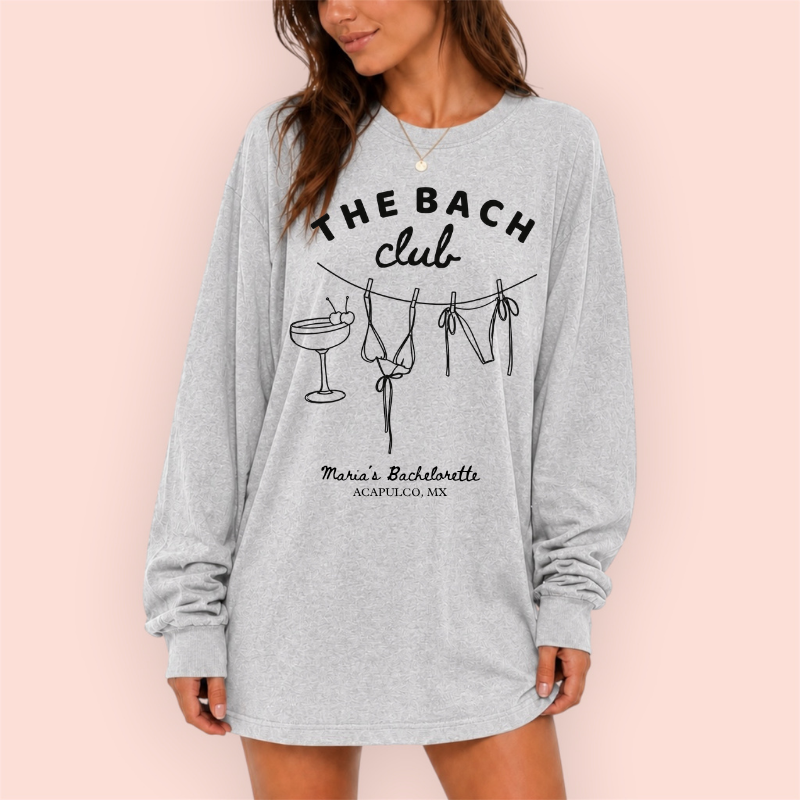 Playera manga larga oversize personalizada "the bach club"