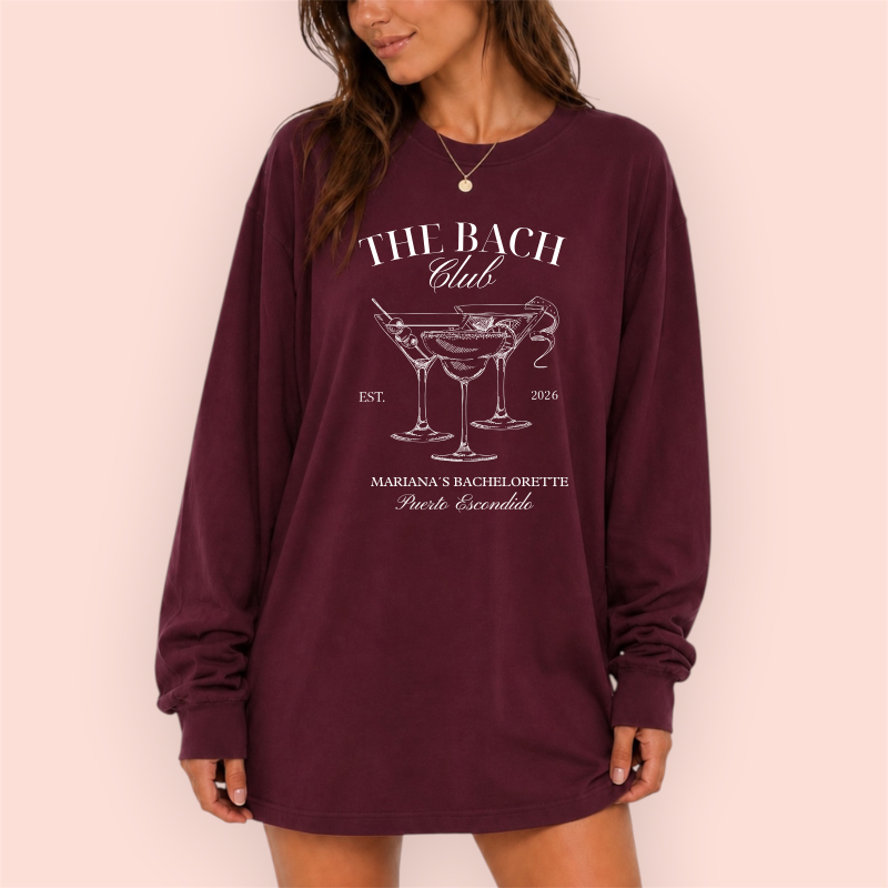 Playera manga larga oversize personalizada "the bach club"