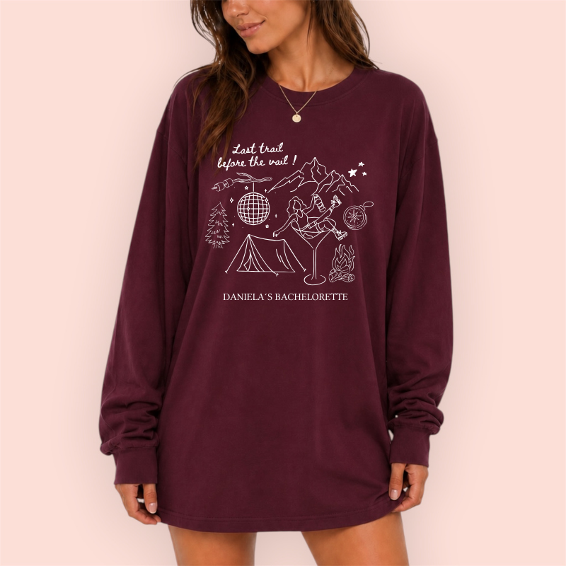 Playera manga larga oversize personalizada "last trail before the rail"