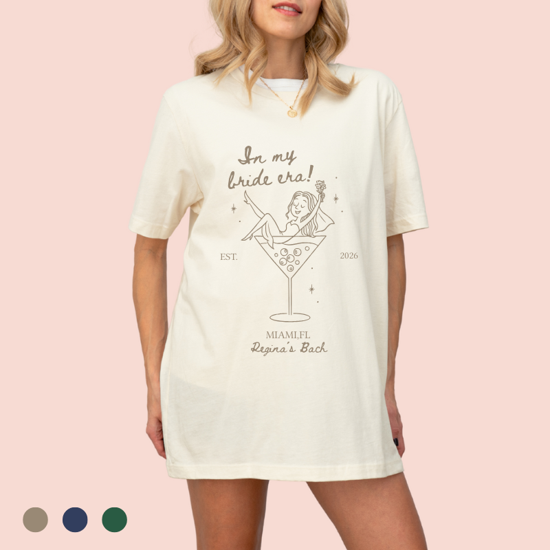 Playera oversize personalizada "In my bride era"