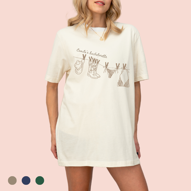 Playera oversize personalizada "Boots and Bikinis"