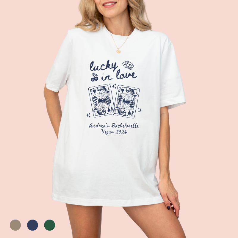 Playera oversize personalizada "Lucky in Love"