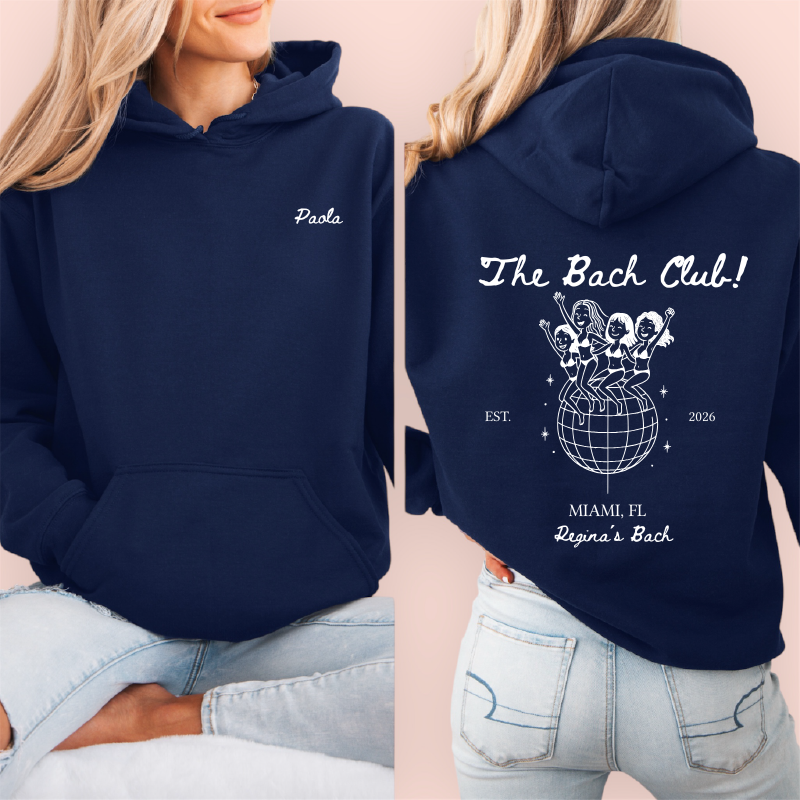 Sudadera azul marino personalizada "the bach club"
