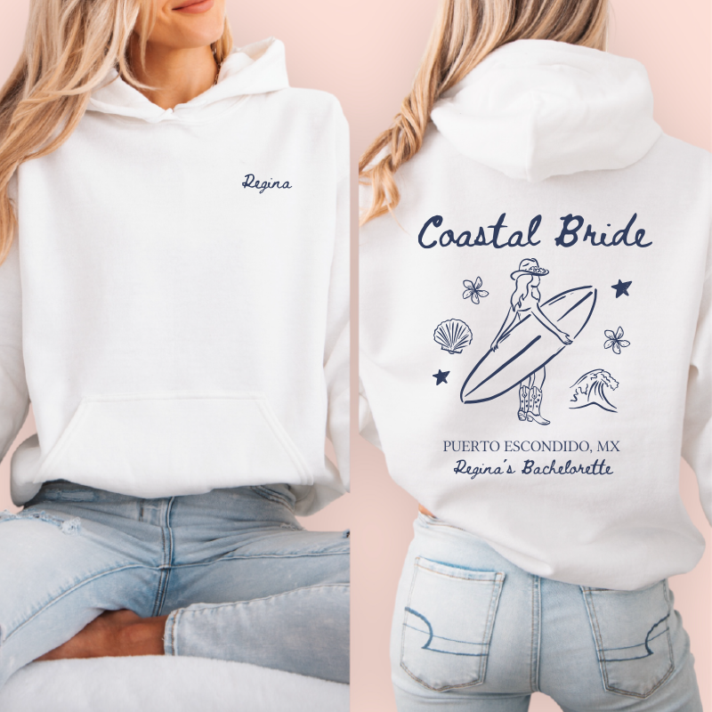 Sudadera blanca personalizada "Coastal bride"