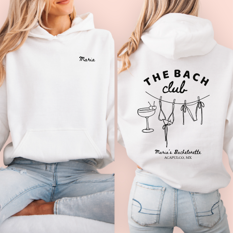 Sudadera blanca personalizada "the bach club"