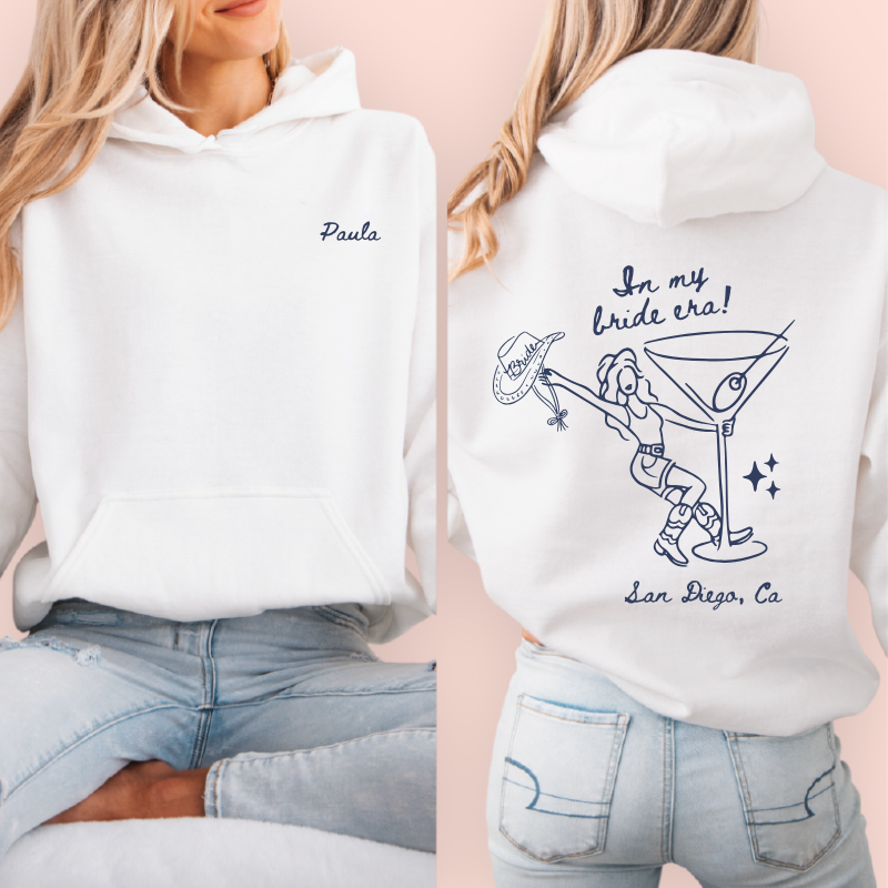 Sudadera blanca personalizada "in my bride era"