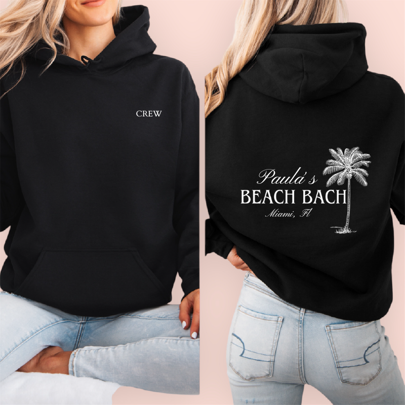 Sudadera negra personalizada "beach bach"