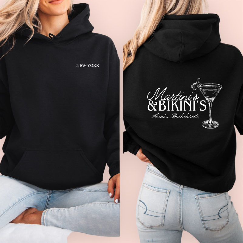 Sudadera negra personalizada "martinis & bikini´s"