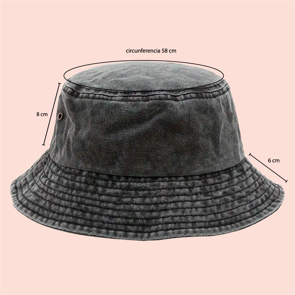 Bucket hat negro deslavado personalizado
