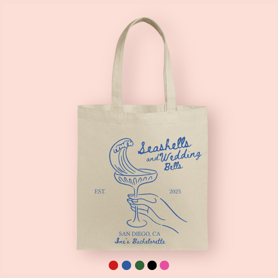 Tote bag "seashells and wedding bells" personalizada