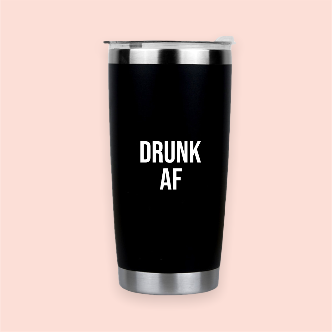 Vaso de acero negro "Drunk AF"