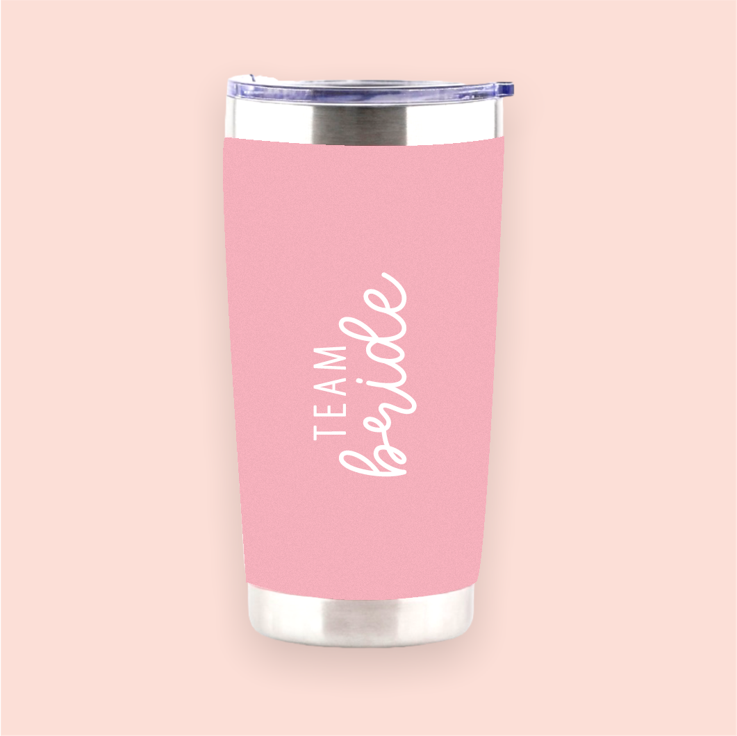 Vaso de acero rosa "Team bride"