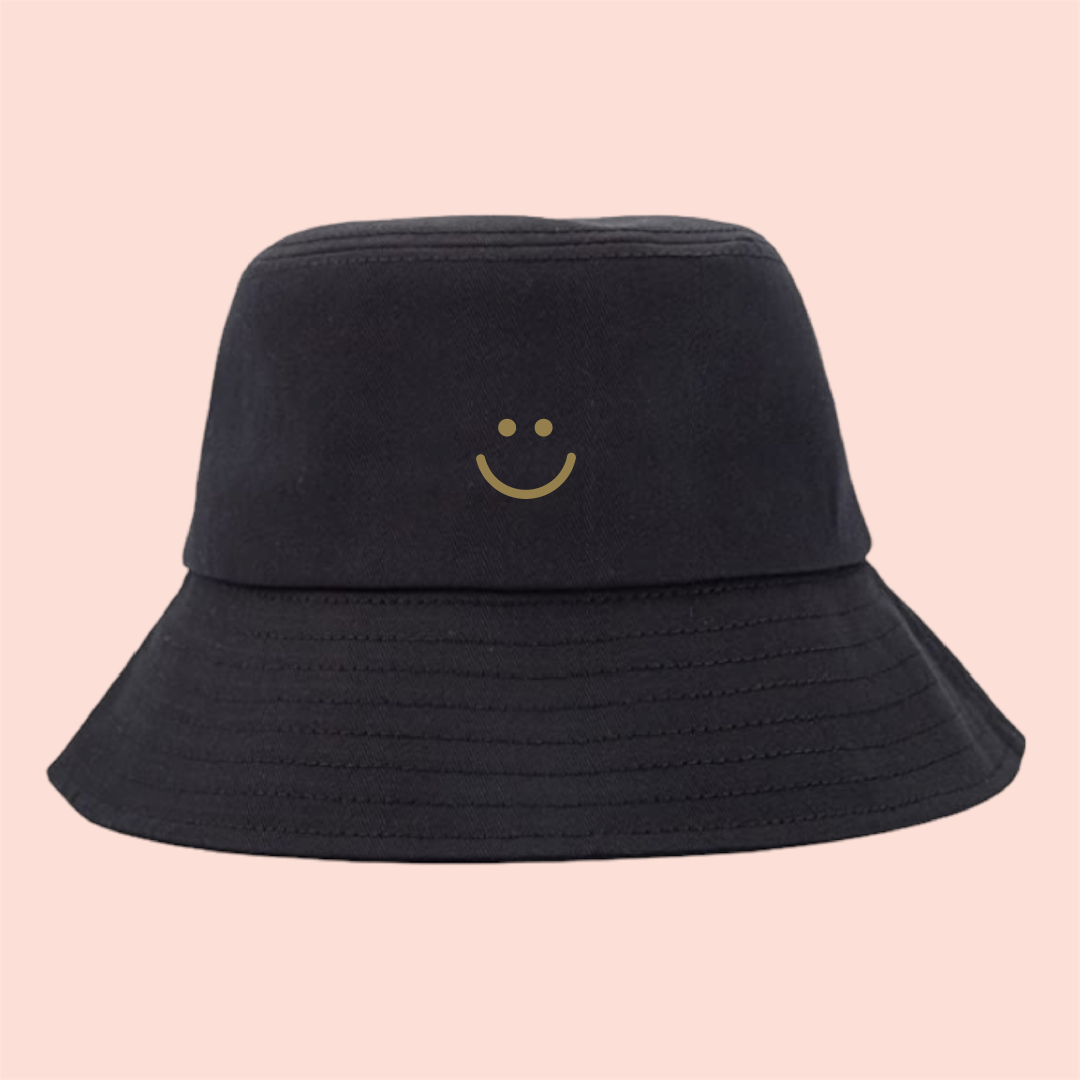 Bucket hat negro happy face