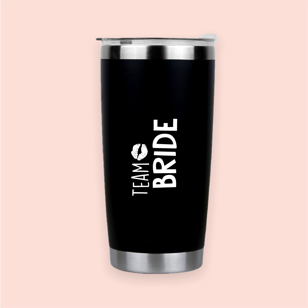 Vaso de acero negro "Team Bride"