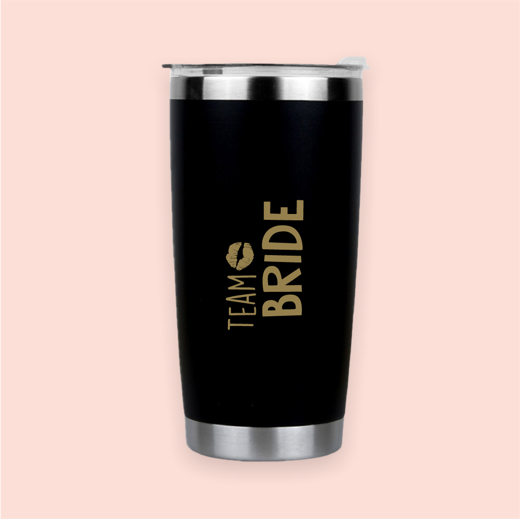 Vaso de acero negro "Team Bride"