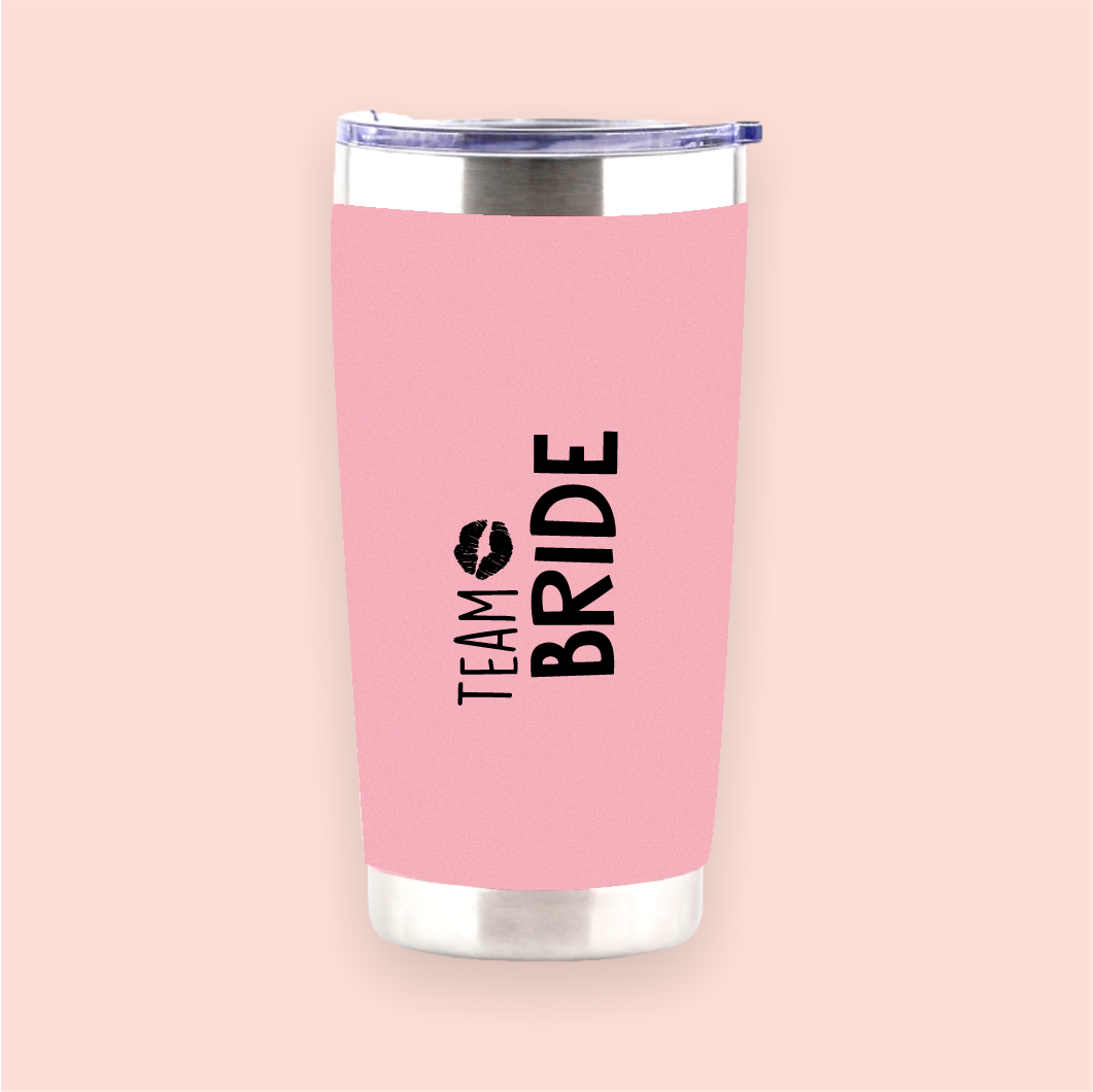 Vaso de acero rosa "Team Bride"