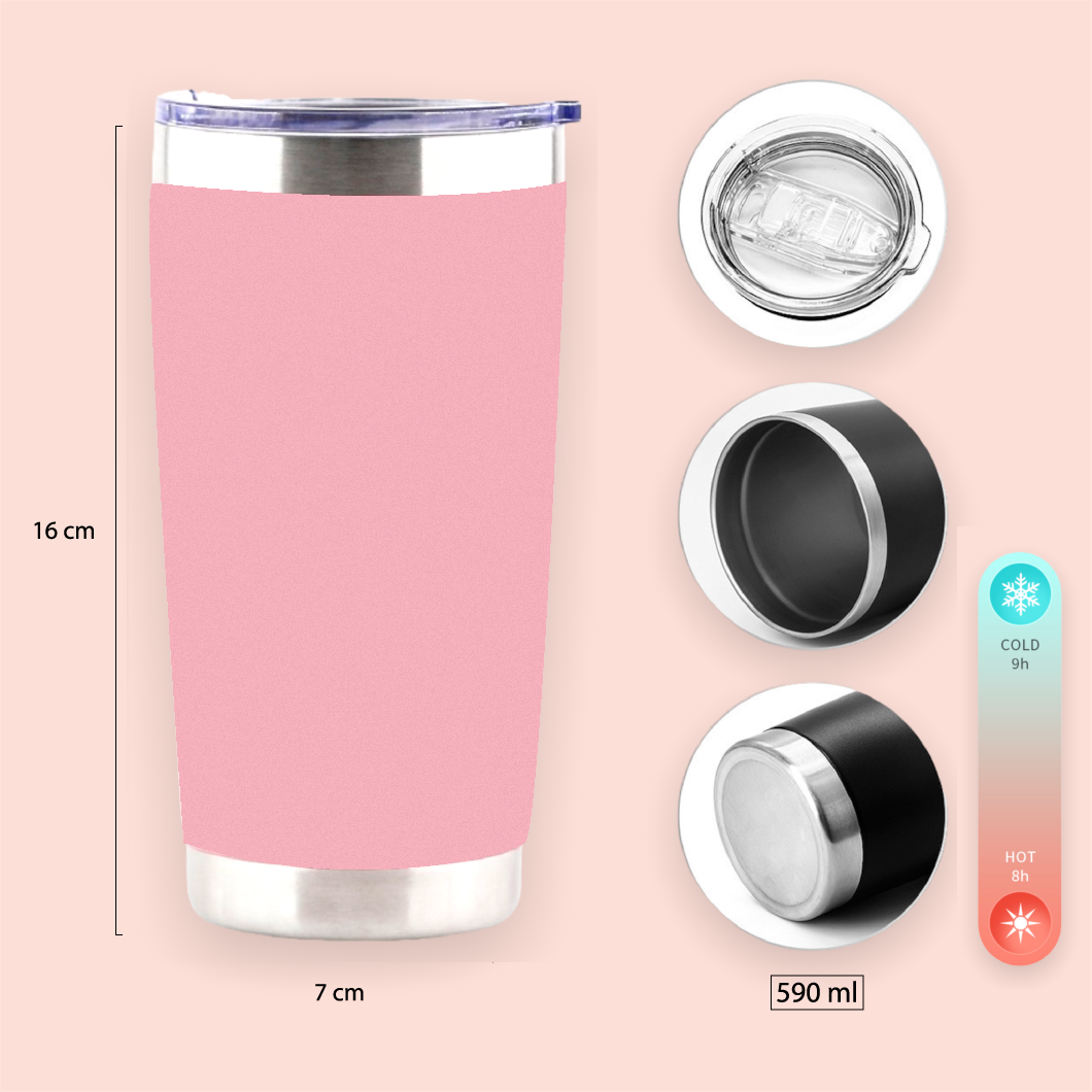 Vaso de acero rosa personalizado