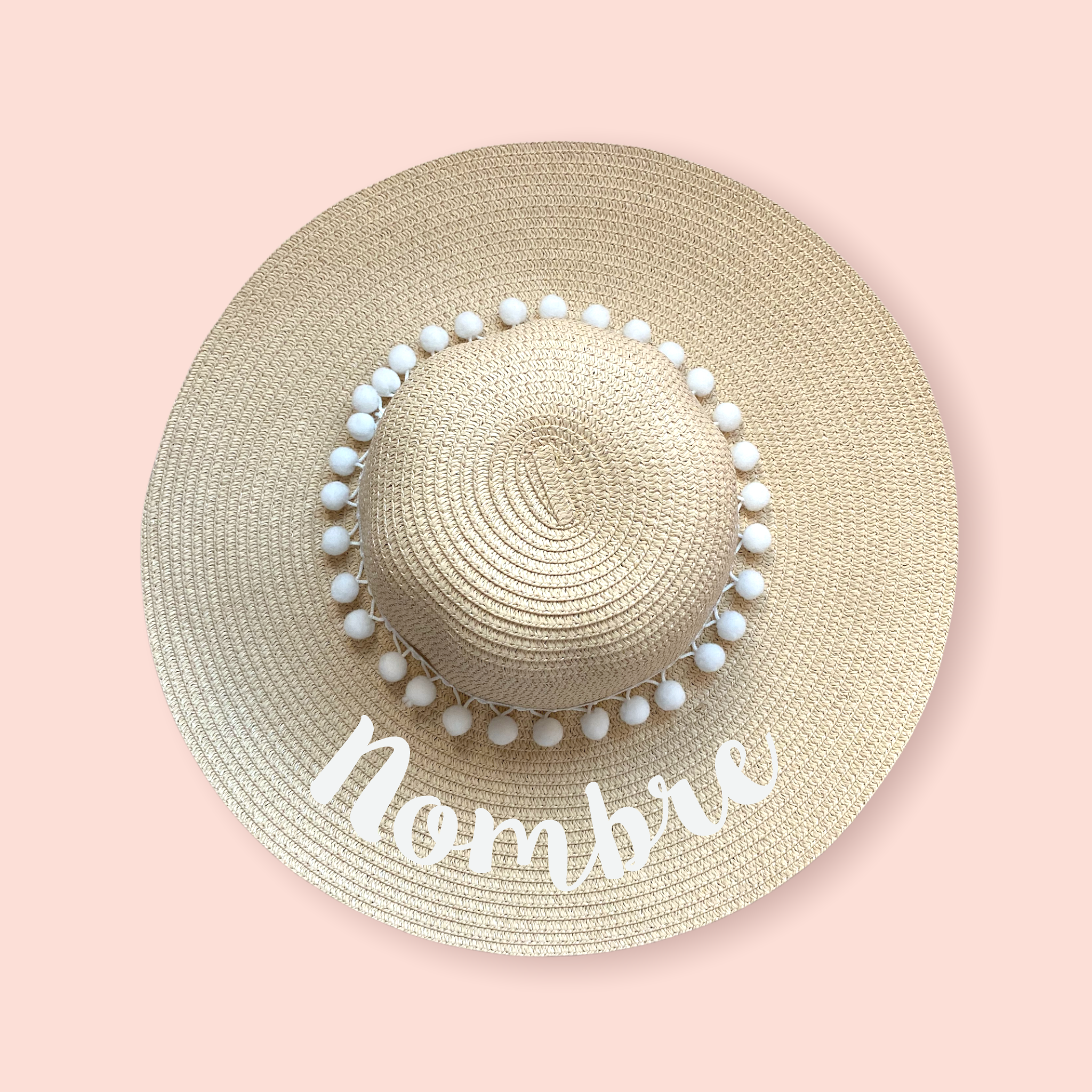 Sombrero playero personalizado texto blanco
