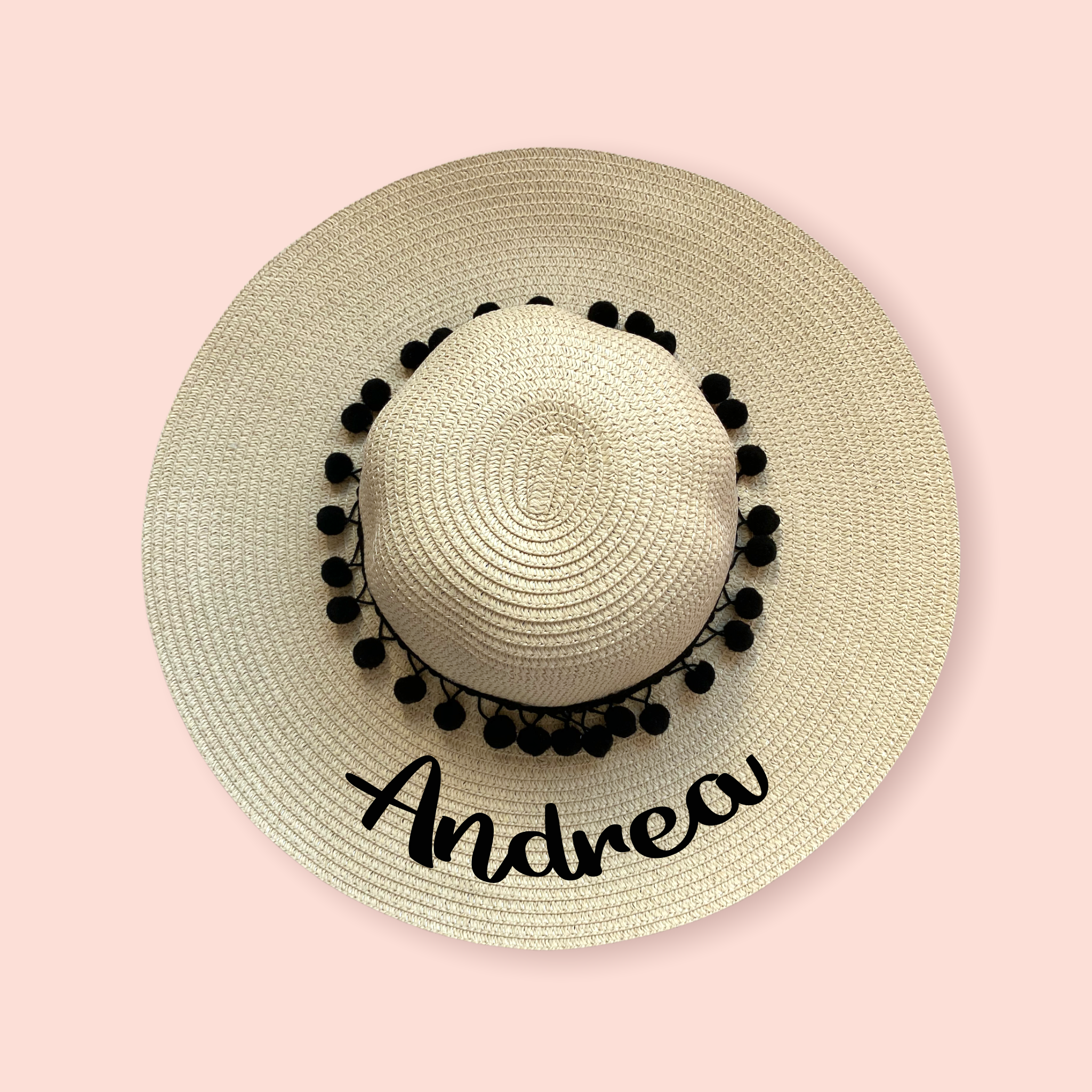 Sombrero playero personalizado texto negro