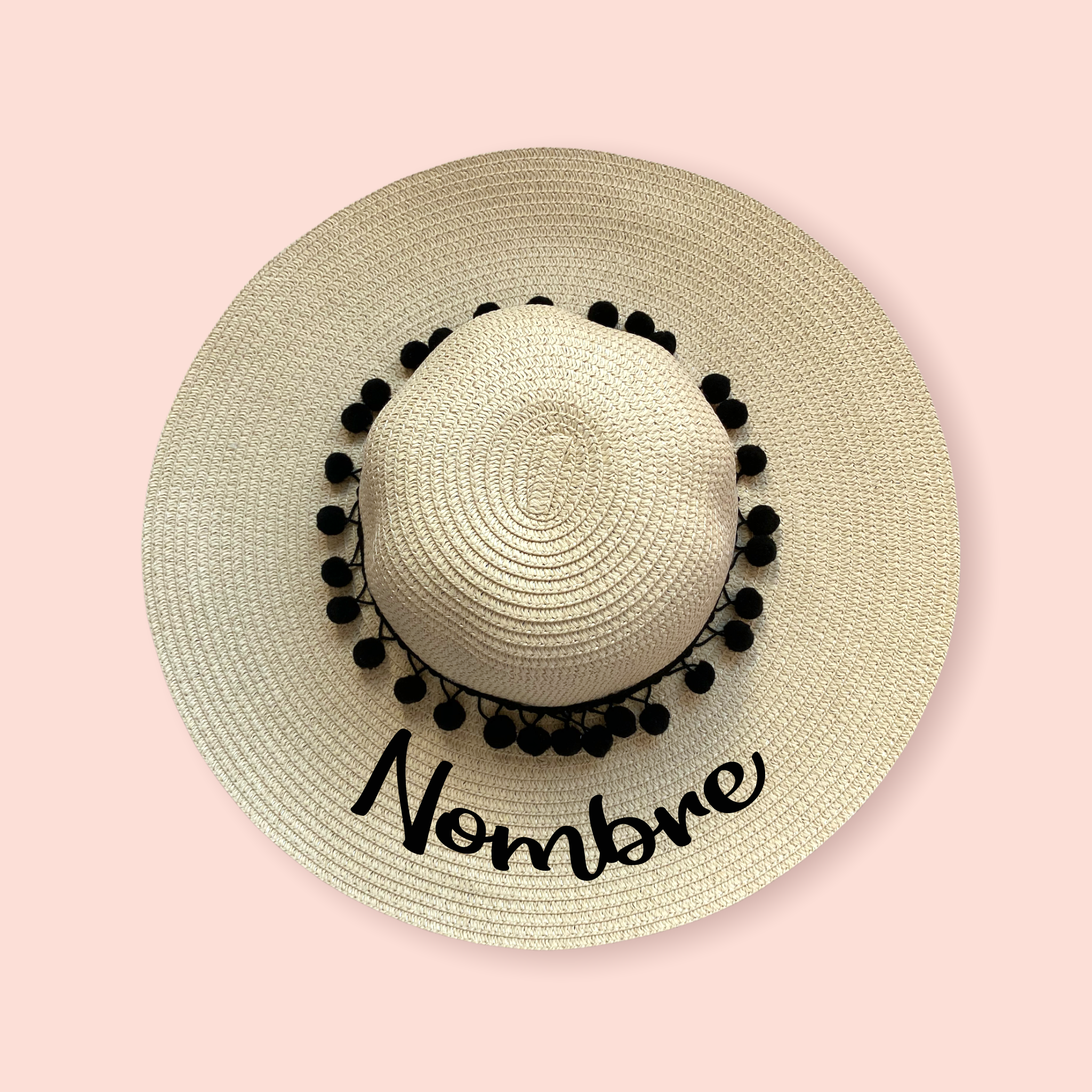 Sombrero playero personalizado texto negro