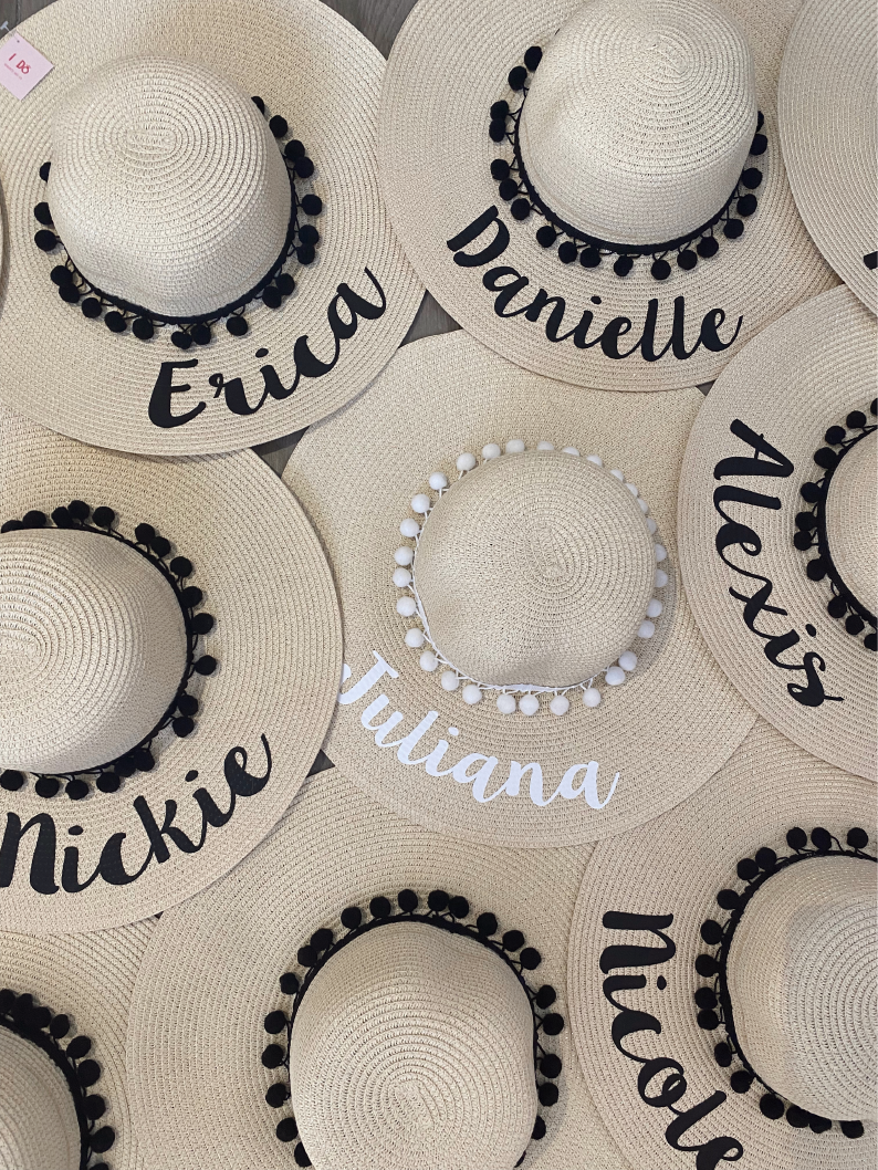 Sombrero playero personalizado texto negro