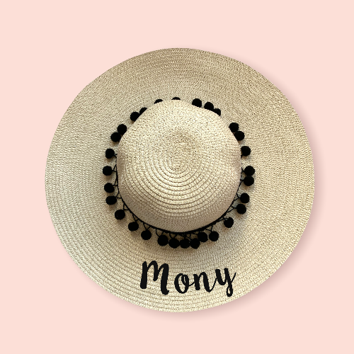 Sombrero playero personalizado texto negro