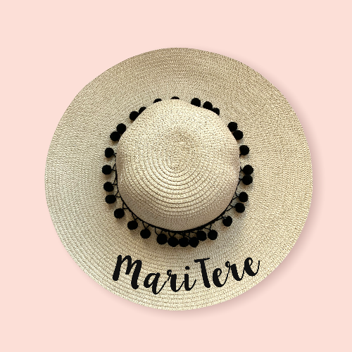 Sombrero playero personalizado texto negro