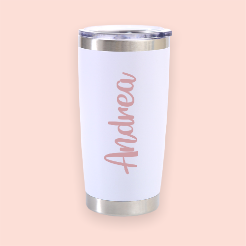 Vaso de acero blanco personalizado