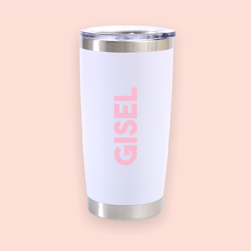 Vaso de acero blanco personalizado