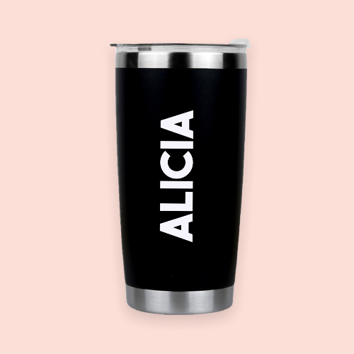 Vaso de acero negro personalizado