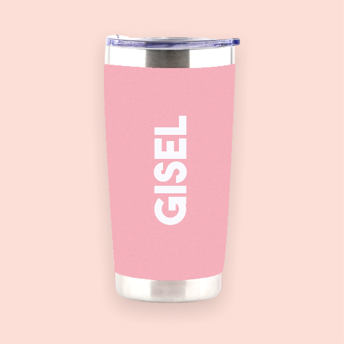 Vaso de acero rosa personalizado