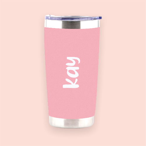 Vaso de acero rosa personalizado